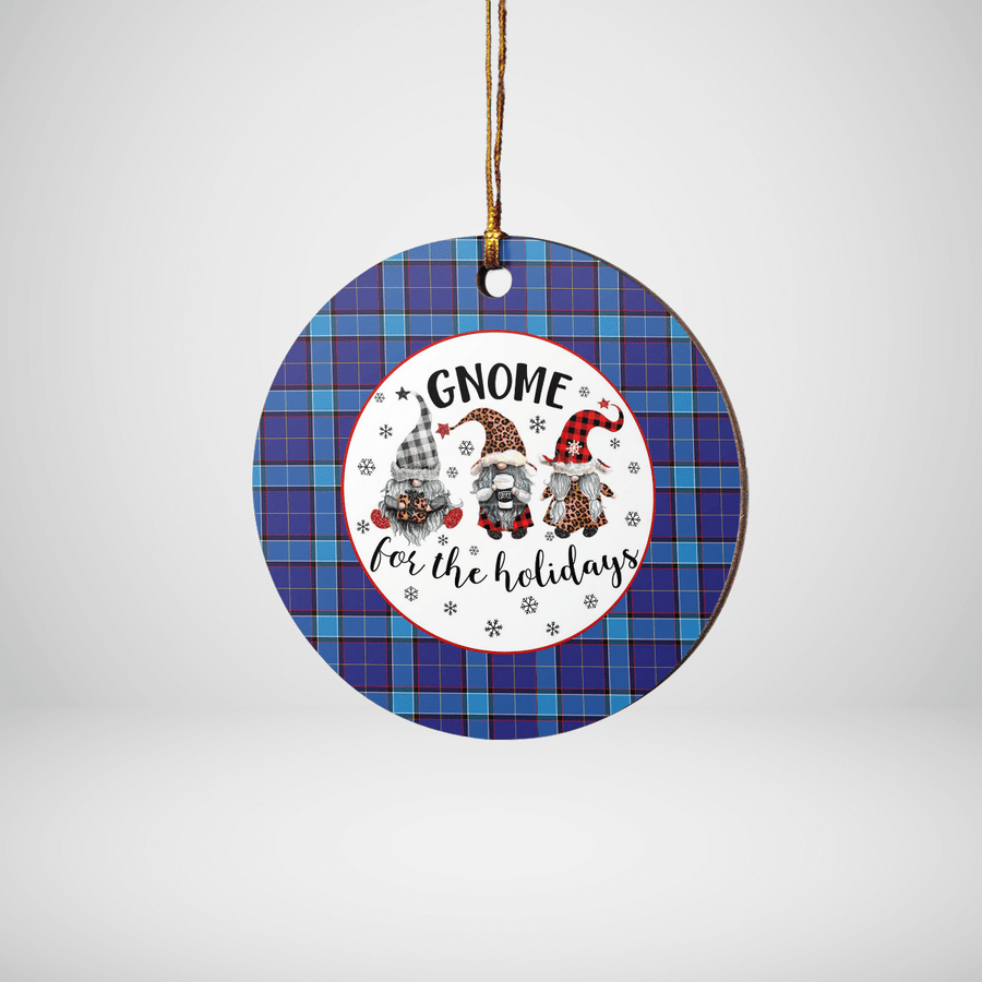 Clan Kirkcaldy Tartan Tartan Crest Gnome Round Ceramic Ornament AK35 Kirkcaldy Tartan Tartan Christmas   
