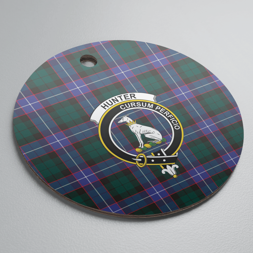 Clan Hunter Modern Tartan Crest Round Ceramic Ornament ZV73 Hunter Modern Tartan Tartan Christmas   