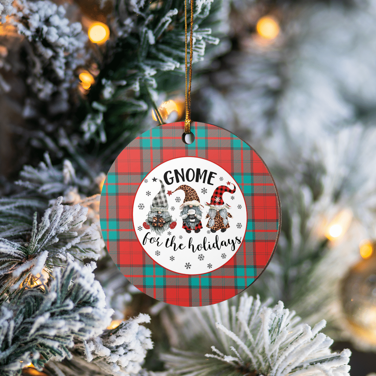 Clan Dunbar Ancient Tartan Tartan Crest Gnome Round Ceramic Ornament RM67 Dunbar Ancient Tartan Tartan Christmas   