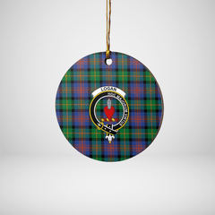 Clan Logan Ancient Tartan Crest Round Ceramic Ornament WO83 Logan Ancient Tartan Tartan Christmas   