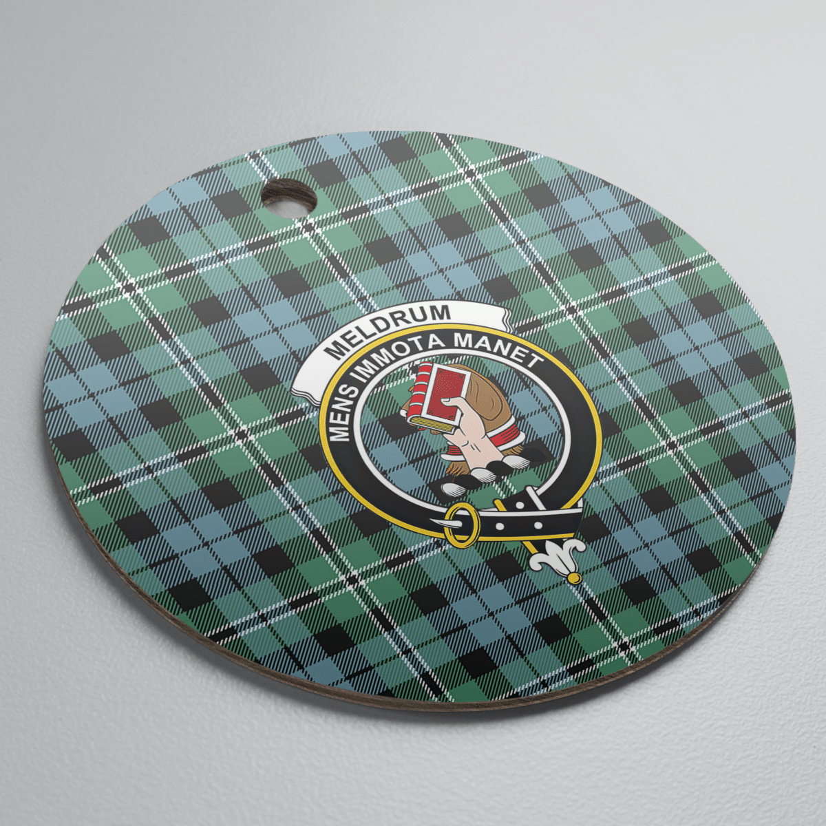 Clan Melville Tartan Crest Round Ceramic Ornament NP15 Melville Tartan Tartan Christmas   