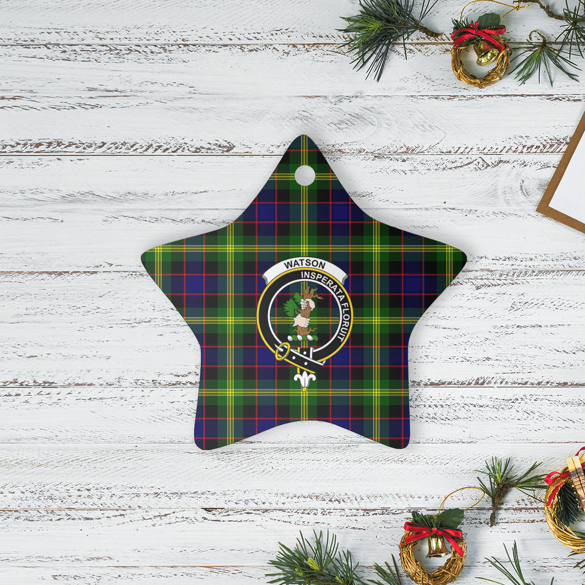 Clan Watson Modern Tartan Crest Star Ceramic Ornament RU74 Watson Modern Tartan Tartan Christmas   