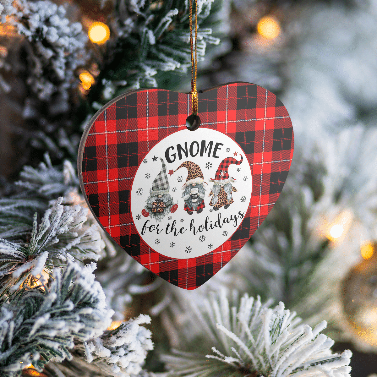 Clan Cunningham Modern Tartan Tartan Crest Gnome Heart Ceramic Ornament BS43 Cunningham Modern Tartan Tartan Christmas   