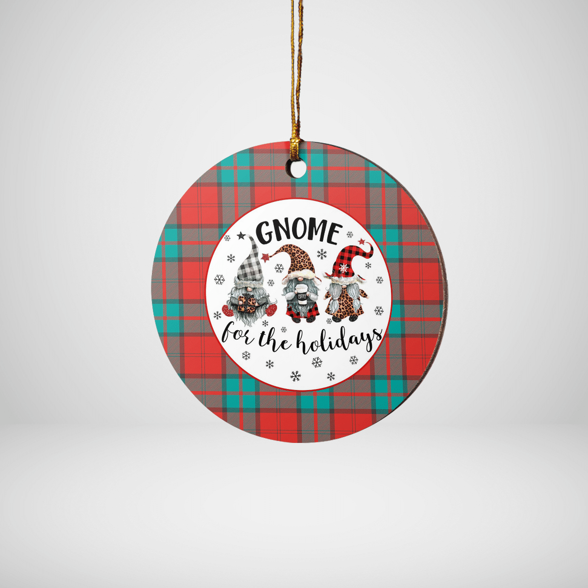 Clan Dunbar Ancient Tartan Tartan Crest Gnome Round Ceramic Ornament RM67 Dunbar Ancient Tartan Tartan Christmas   