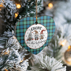 Clan Gunn Ancient Tartan Tartan Crest Gnome Heart Ceramic Ornament TG37 Gunn Ancient Tartan Tartan Christmas   