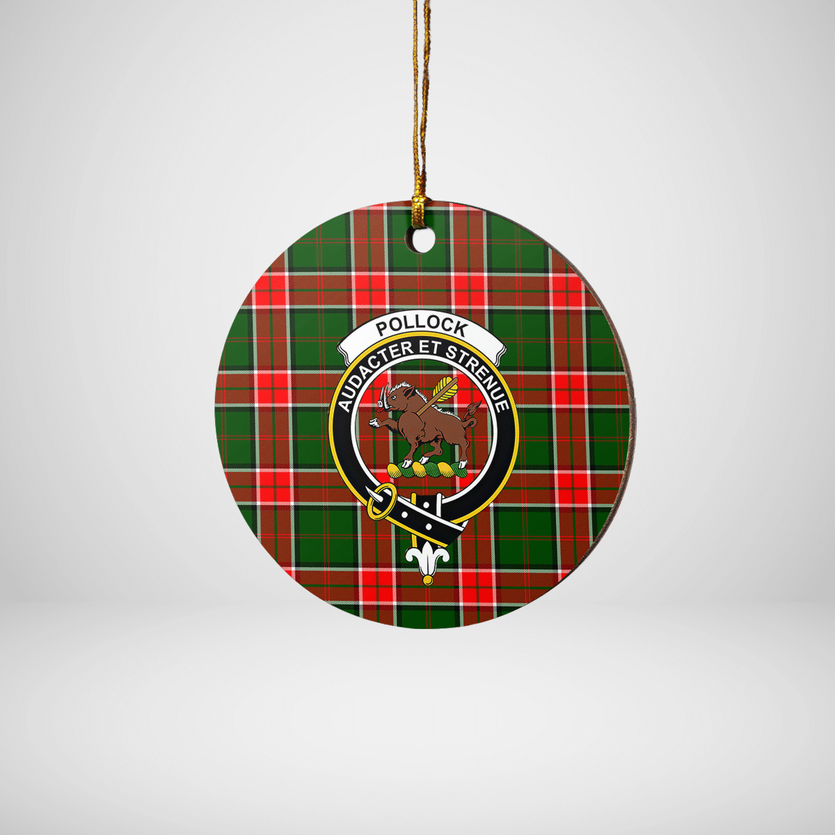 Clan Pollock Modern Tartan Crest Round Ceramic Ornament QB39 Pollock Modern Tartan Tartan Christmas   