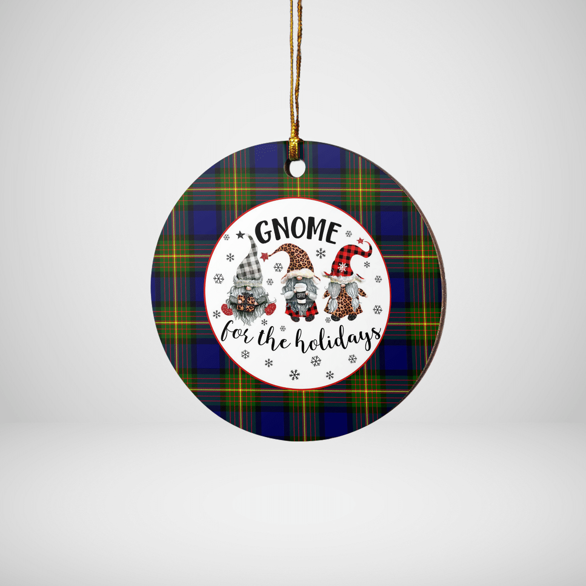 Clan Muir Tartan Tartan Crest Gnome Round Ceramic Ornament EY37 Muir Tartan Tartan Christmas   