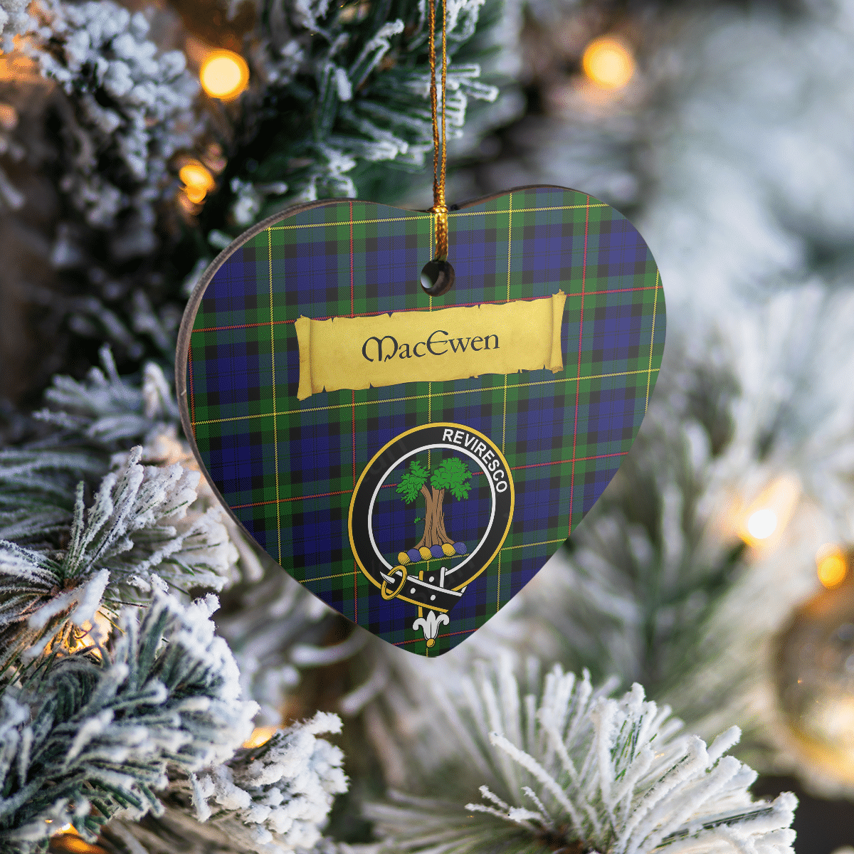 Clan MacEwen Modern Tartan Crest Heart Ceramic Ornament UL45 MacEwen Modern Tartan Tartan Christmas   