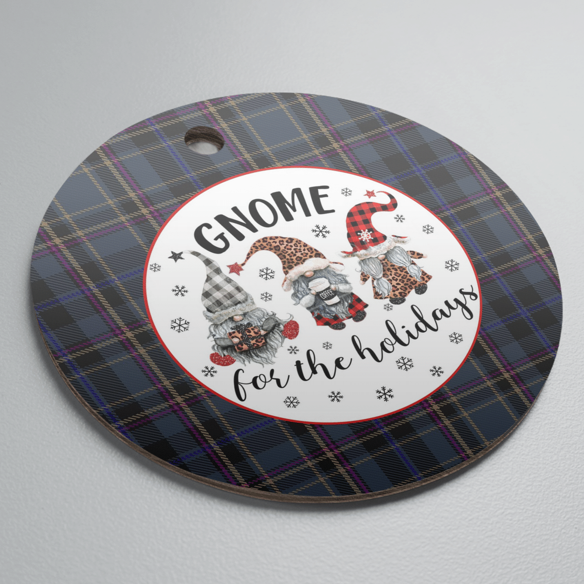 Clan Conway Tartan Tartan Crest Gnome Round Ceramic Ornament QO95 Conway Tartan Tartan Christmas   