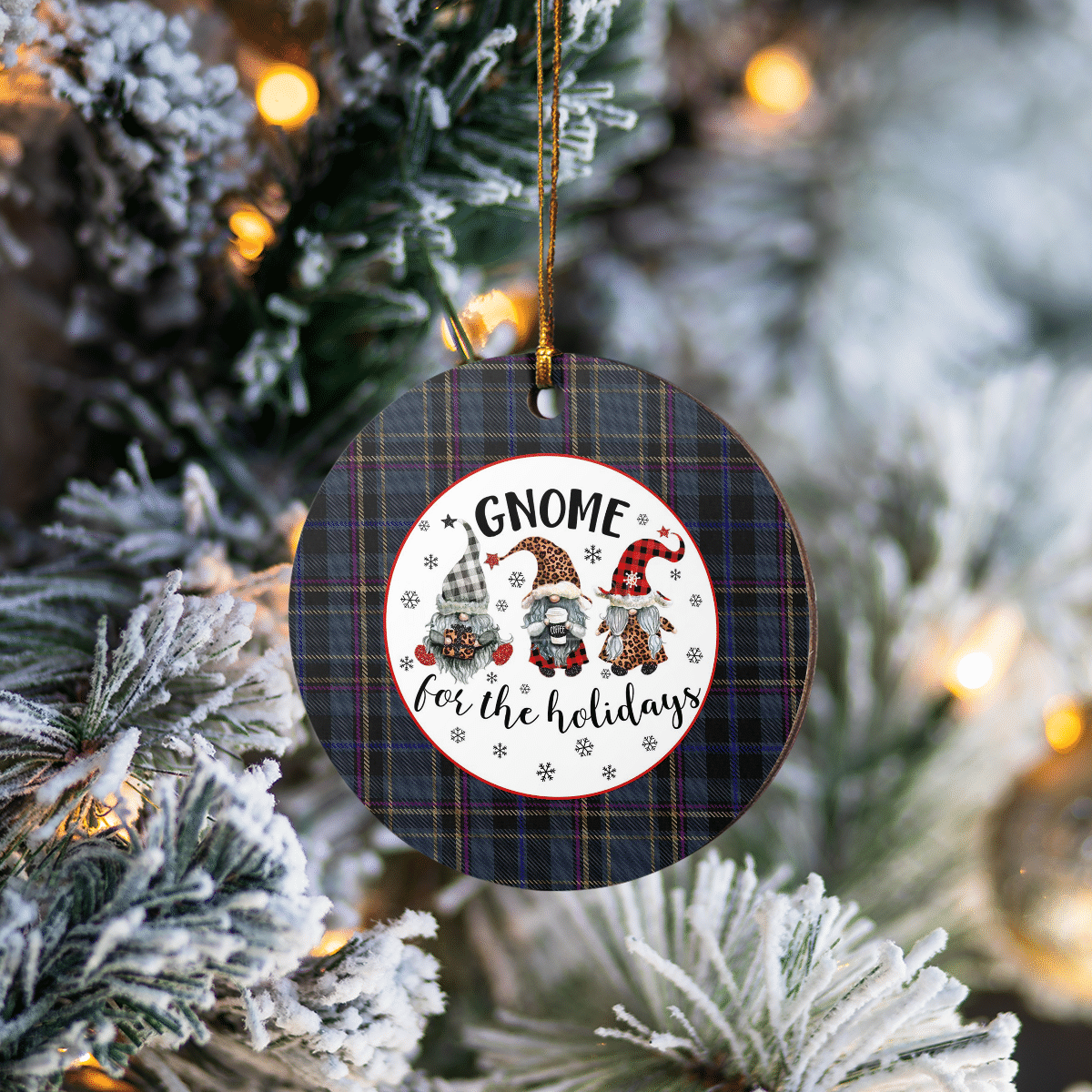 Clan Conway Tartan Tartan Crest Gnome Round Ceramic Ornament QO95 Conway Tartan Tartan Christmas   