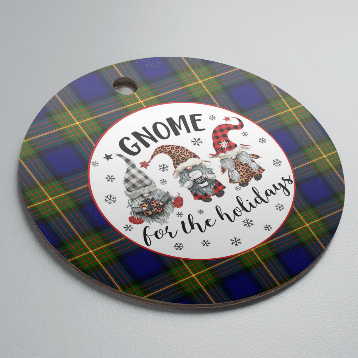 Clan Muir Tartan Tartan Crest Gnome Round Ceramic Ornament EY37 Muir Tartan Tartan Christmas   