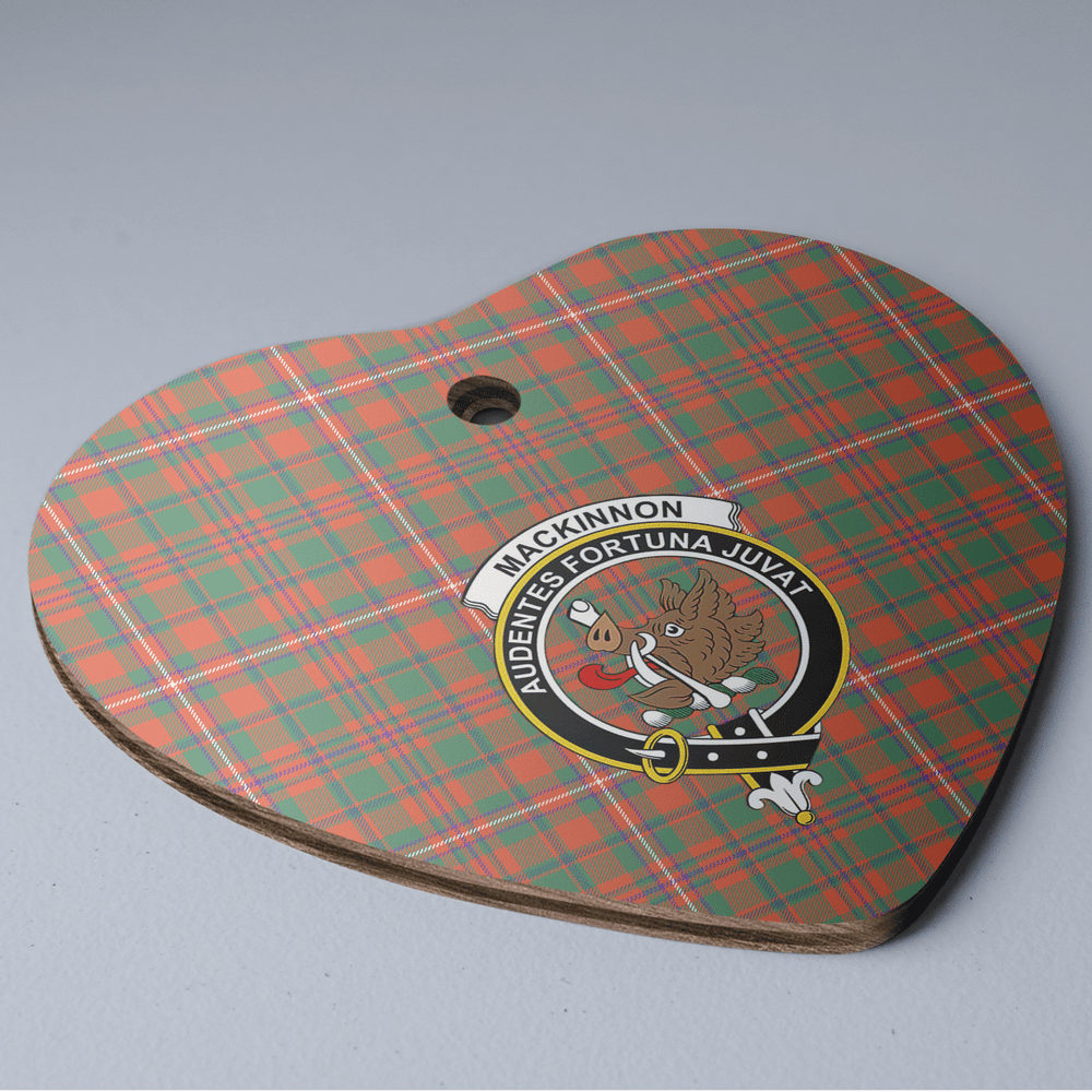 Clan MacKinnon Ancient Tartan Crest Heart Ceramic Ornament QM10 MacKinnon Ancient Tartan Tartan Christmas   