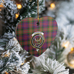 Clan Carnegie Modern Tartan Crest Heart Ceramic Ornament HY42 Carnegie Modern Tartan Tartan Christmas   