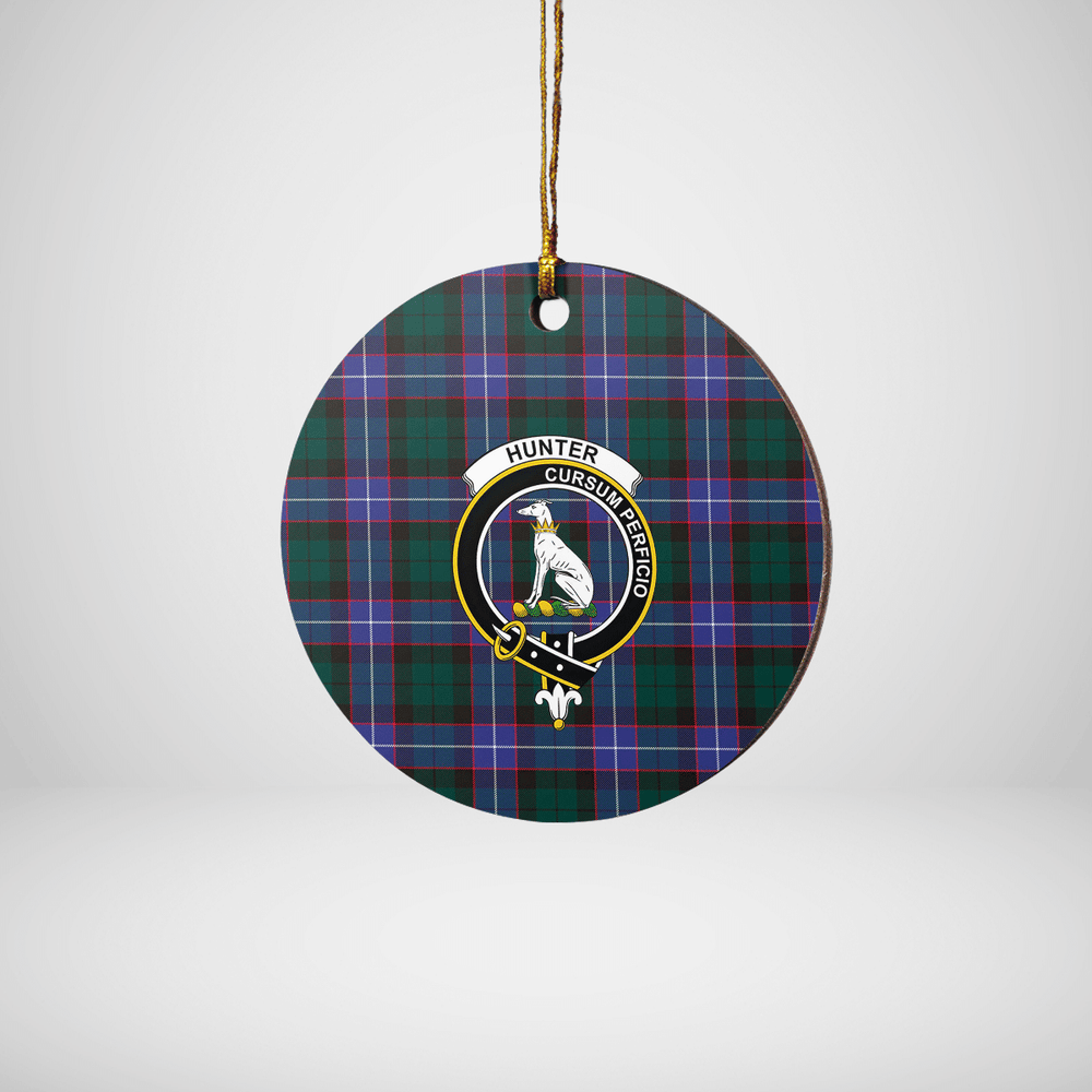 Clan Hunter Modern Tartan Crest Round Ceramic Ornament ZV73 Hunter Modern Tartan Tartan Christmas   