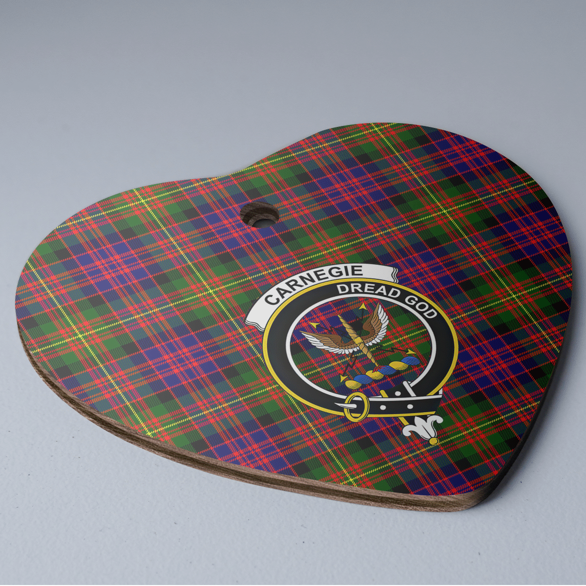 Clan Carnegie Modern Tartan Crest Heart Ceramic Ornament HY42 Carnegie Modern Tartan Tartan Christmas   