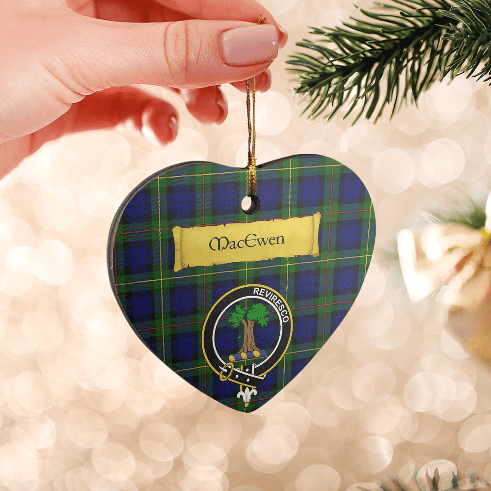 Clan MacEwen Modern Tartan Crest Heart Ceramic Ornament UL45 MacEwen Modern Tartan Tartan Christmas   