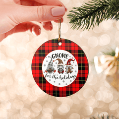 Clan Wallace Hunting Red Tartan Tartan Crest Gnome Round Ceramic Ornament LI53 Wallace Hunting Red Tartan Tartan Christmas   