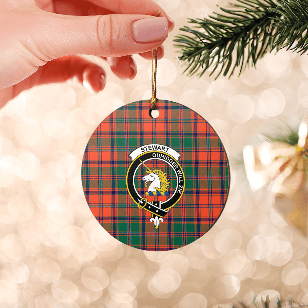 Clan Stewart of Appin Ancient Tartan Crest Round Ceramic Ornament KM51 Stewart of Appin Ancient Tartan Tartan Christmas   