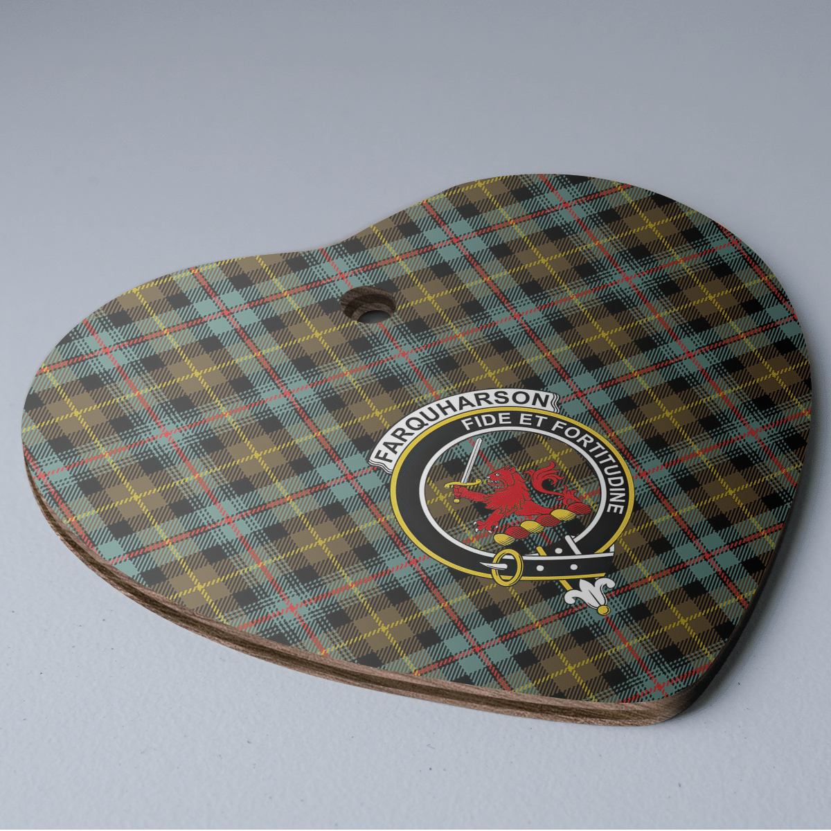 Clan Farquharson Weathered Tartan Crest Heart Ceramic Ornament FT77 Farquharson Weathered Tartan Tartan Christmas   