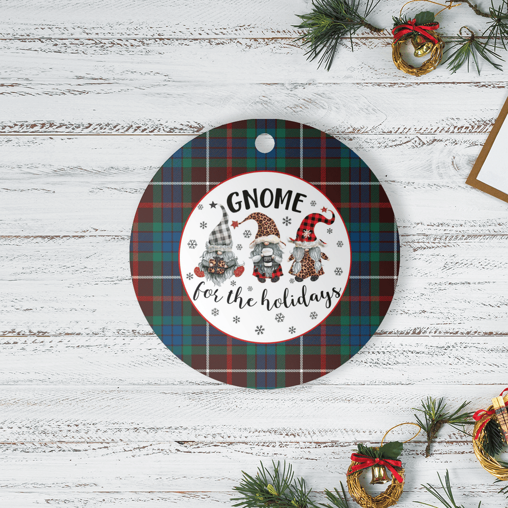 Clan Fraser Hunting Ancient Tartan Tartan Crest Gnome Round Ceramic Ornament FX32 Fraser Hunting Ancient Tartan Tartan Christmas   