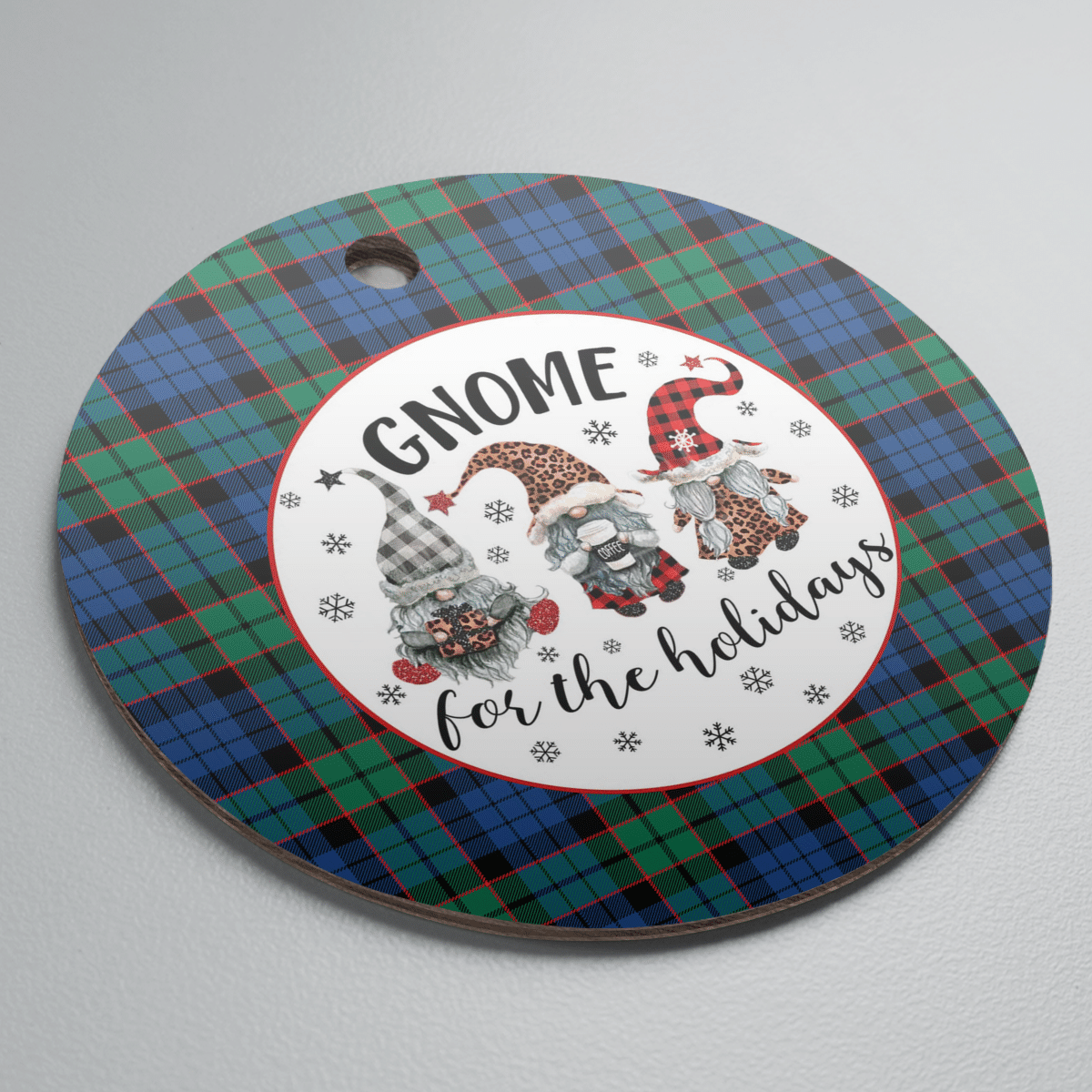 Clan Fletcher Ancient Tartan Tartan Crest Gnome Round Ceramic Ornament CT26 Fletcher Ancient Tartan Tartan Christmas   
