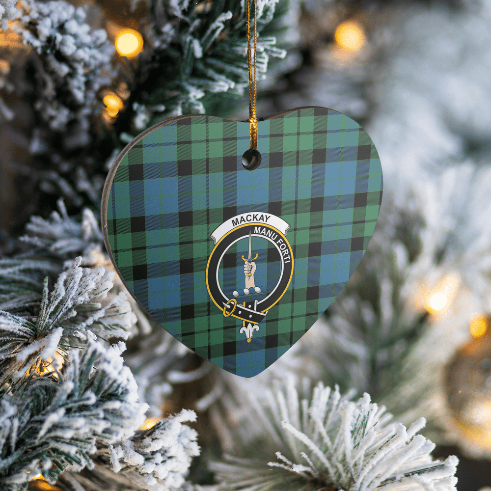 Clan MacKay Ancient Tartan Crest Heart Ceramic Ornament JV14 MacKay Ancient Tartan Tartan Christmas   