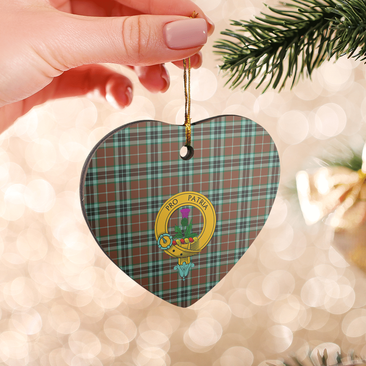 Clan Thomson Hunting Modern Tartan Crest Heart Ceramic Ornament HK54 Thomson Hunting Modern Tartan Tartan Christmas   