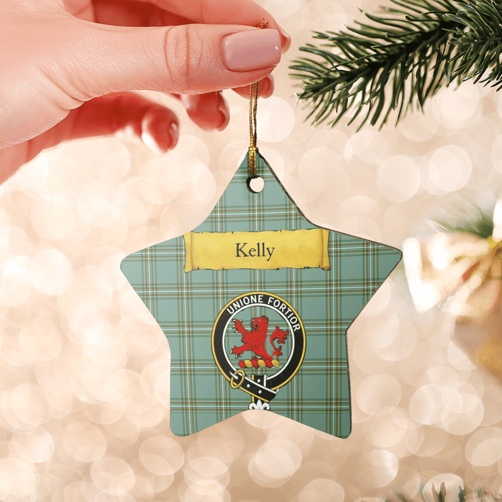 Clan Kelly Dress Tartan Crest Star Ceramic Ornament WO27 Kelly Dress Tartan Tartan Christmas   