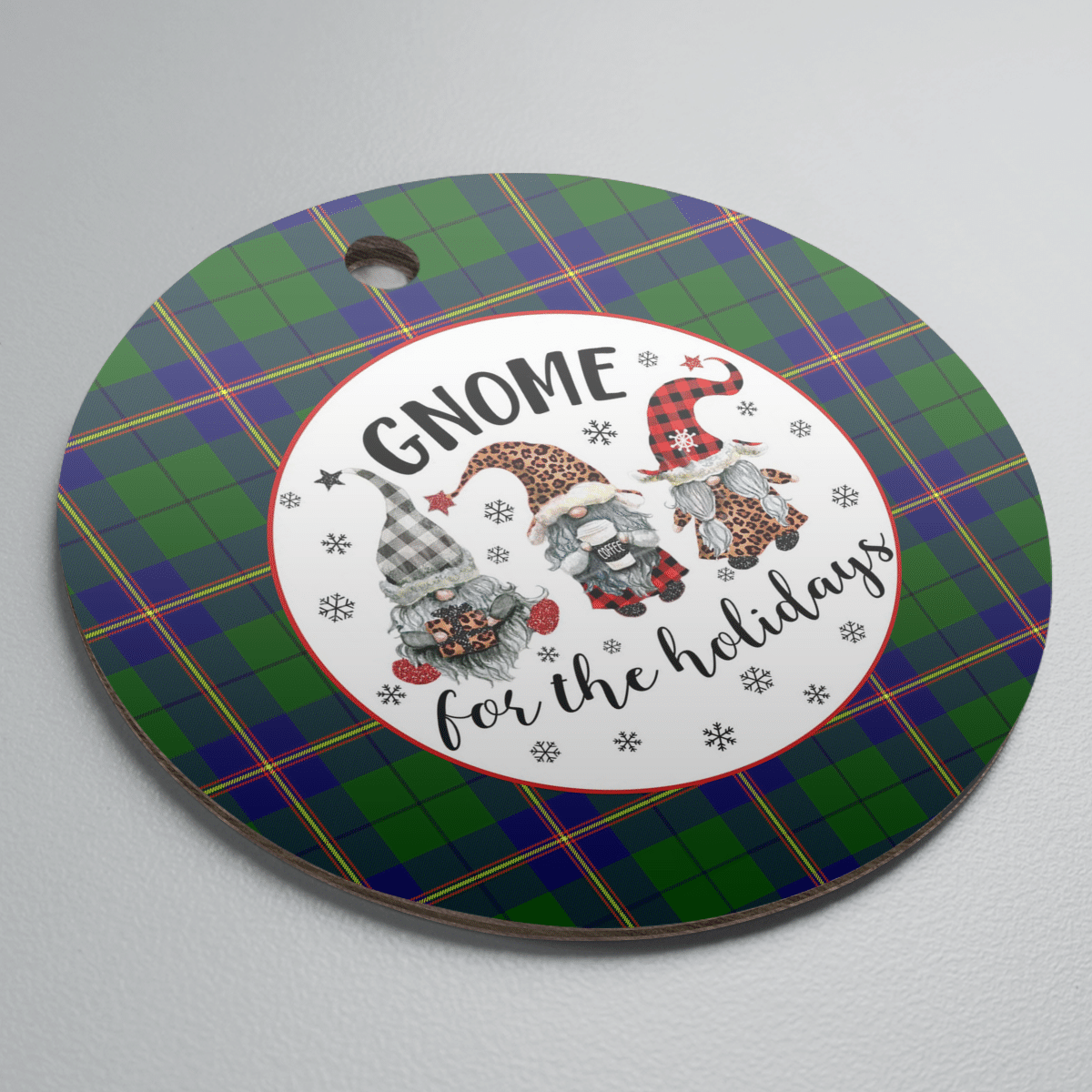 Clan Carmichael Modern Tartan Tartan Crest Gnome Round Ceramic Ornament NF53 Carmichael Modern Tartan Tartan Christmas   