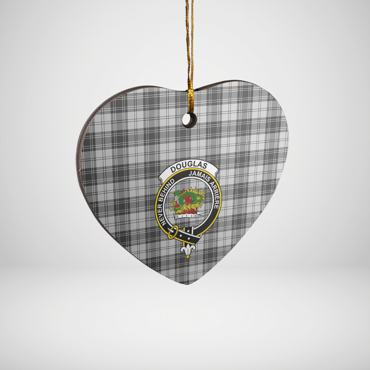 Clan Douglas Grey Modern Tartan Crest Heart Ceramic Ornament CK60 Douglas Grey Modern Tartan Tartan Christmas   