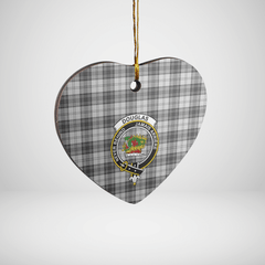 Clan Douglas Grey Modern Tartan Crest Heart Ceramic Ornament CK60 Douglas Grey Modern Tartan Tartan Christmas   