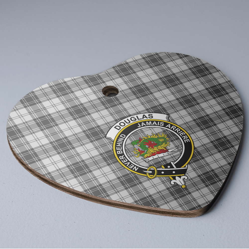 Clan Douglas Grey Modern Tartan Crest Heart Ceramic Ornament CK60 Douglas Grey Modern Tartan Tartan Christmas   