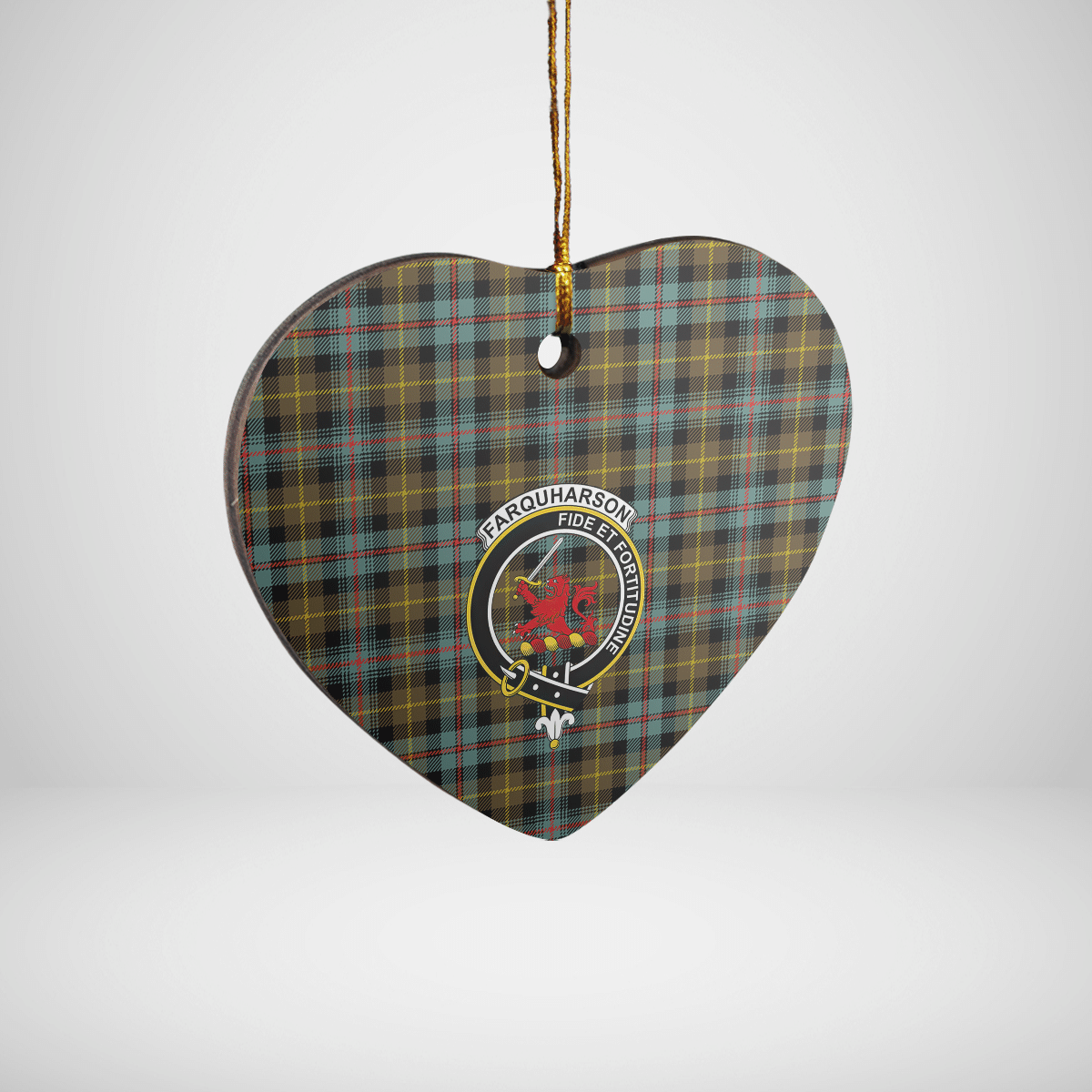 Clan Farquharson Weathered Tartan Crest Heart Ceramic Ornament FT77 Farquharson Weathered Tartan Tartan Christmas   