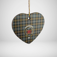 Clan Farquharson Weathered Tartan Crest Heart Ceramic Ornament FT77 Farquharson Weathered Tartan Tartan Christmas   
