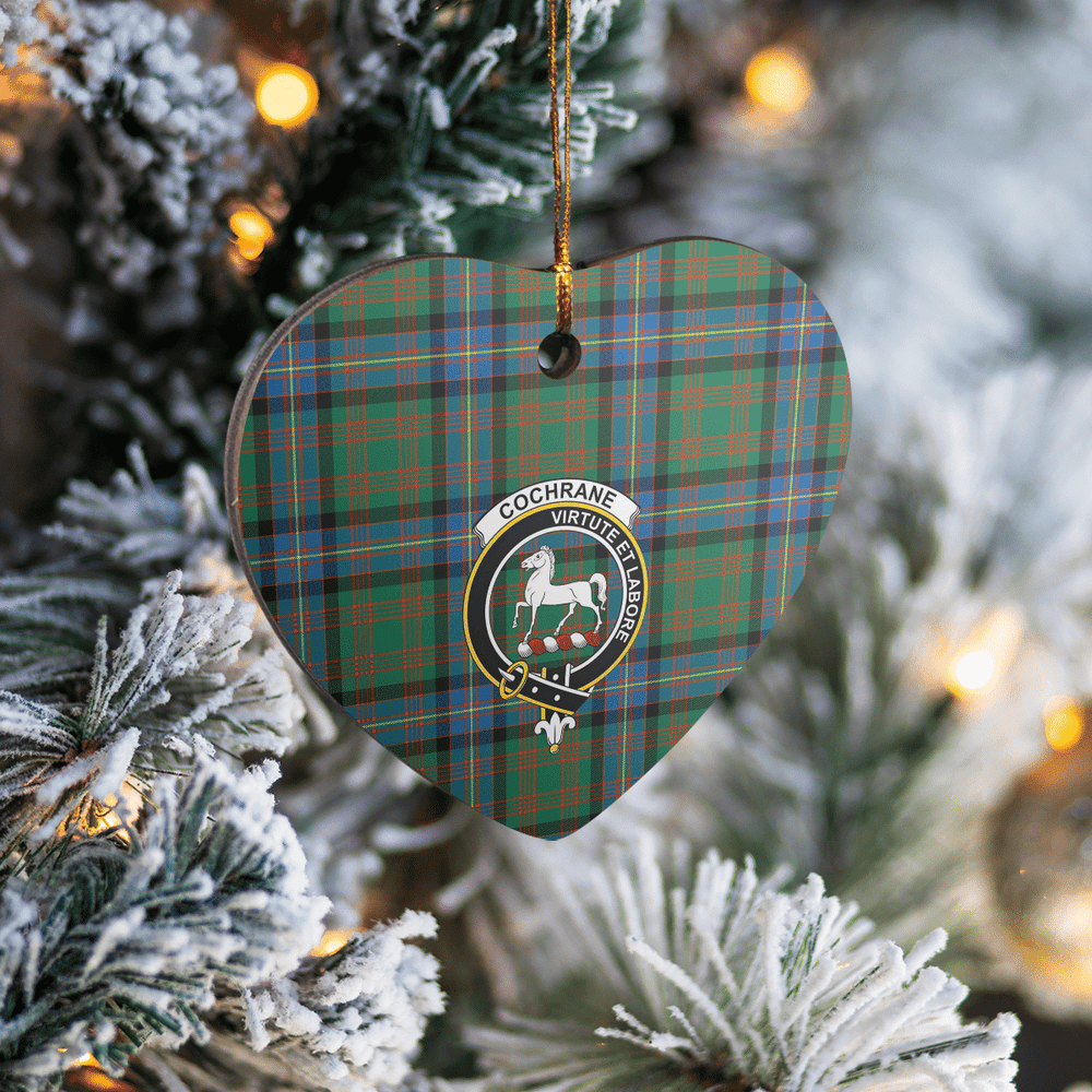 Clan Cochrane Ancient Tartan Crest Heart Ceramic Ornament CR17 Cochrane Ancient Tartan Tartan Christmas   