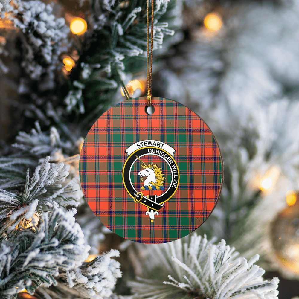 Clan Stewart of Appin Ancient Tartan Crest Round Ceramic Ornament KM51 Stewart of Appin Ancient Tartan Tartan Christmas   