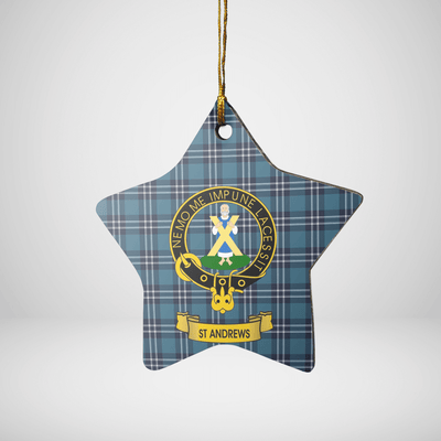 Clan Earl of St Andrews Tartan Crest Star Ceramic Ornament