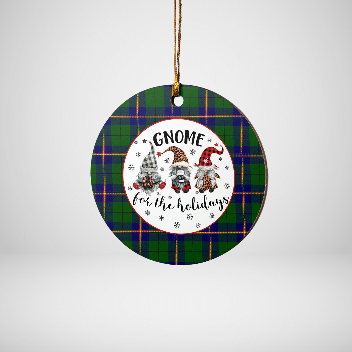 Clan Carmichael Modern Tartan Tartan Crest Gnome Round Ceramic Ornament NF53 Carmichael Modern Tartan Tartan Christmas   