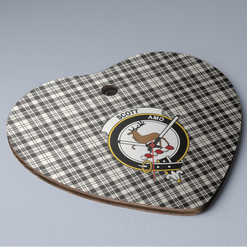 Clan Scott Black & White Ancient Tartan Crest Heart Ceramic Ornament RV29 Scott Black & White Ancient Tartan Tartan Christmas   