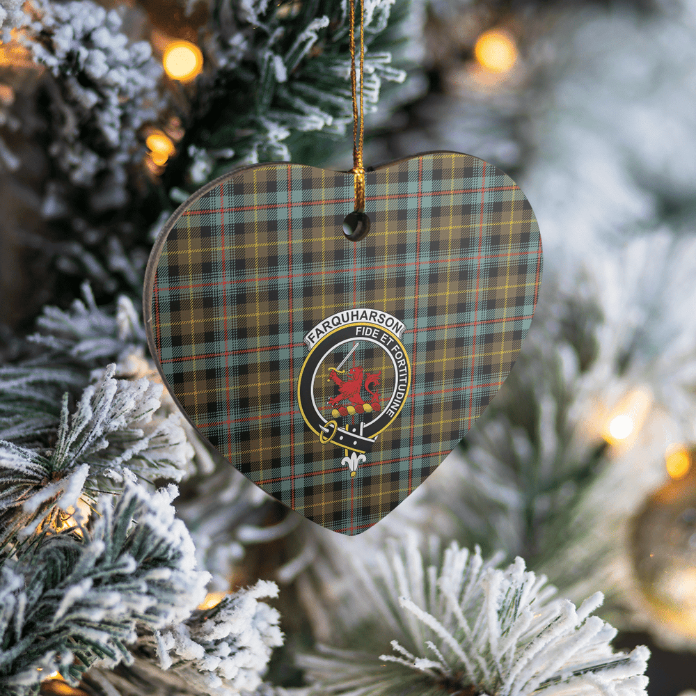 Clan Farquharson Weathered Tartan Crest Heart Ceramic Ornament FT77 Farquharson Weathered Tartan Tartan Christmas   