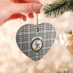 Clan Scott Black & White Ancient Tartan Crest Heart Ceramic Ornament RV29 Scott Black & White Ancient Tartan Tartan Christmas   