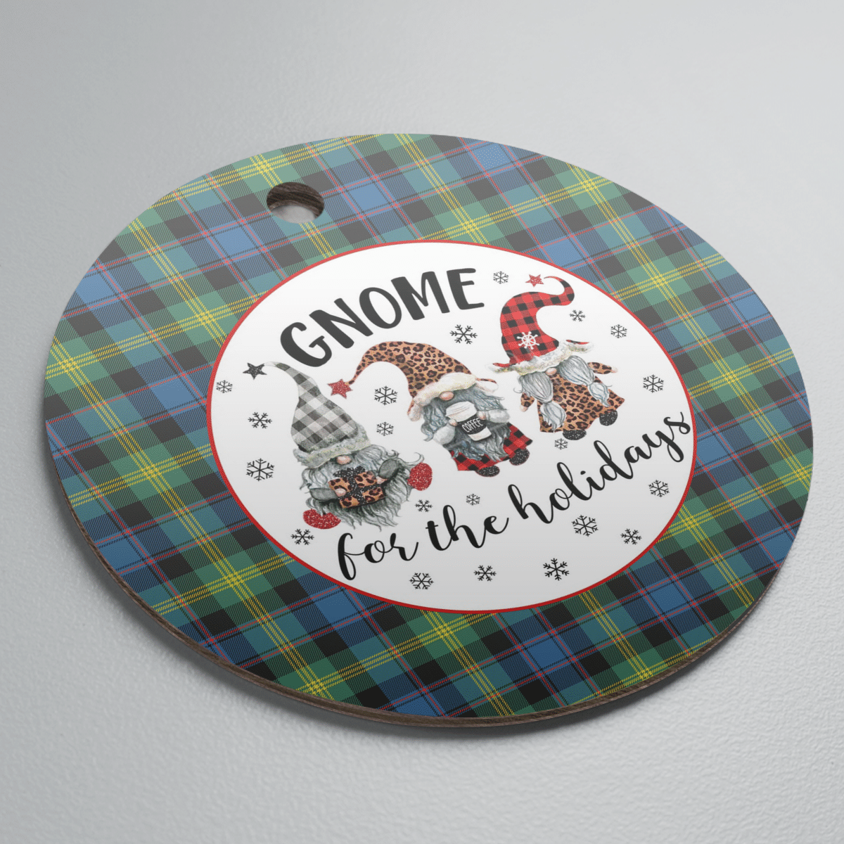 Clan Watson Ancient Tartan Tartan Crest Gnome Round Ceramic Ornament HL36 Watson Ancient Tartan Tartan Christmas   