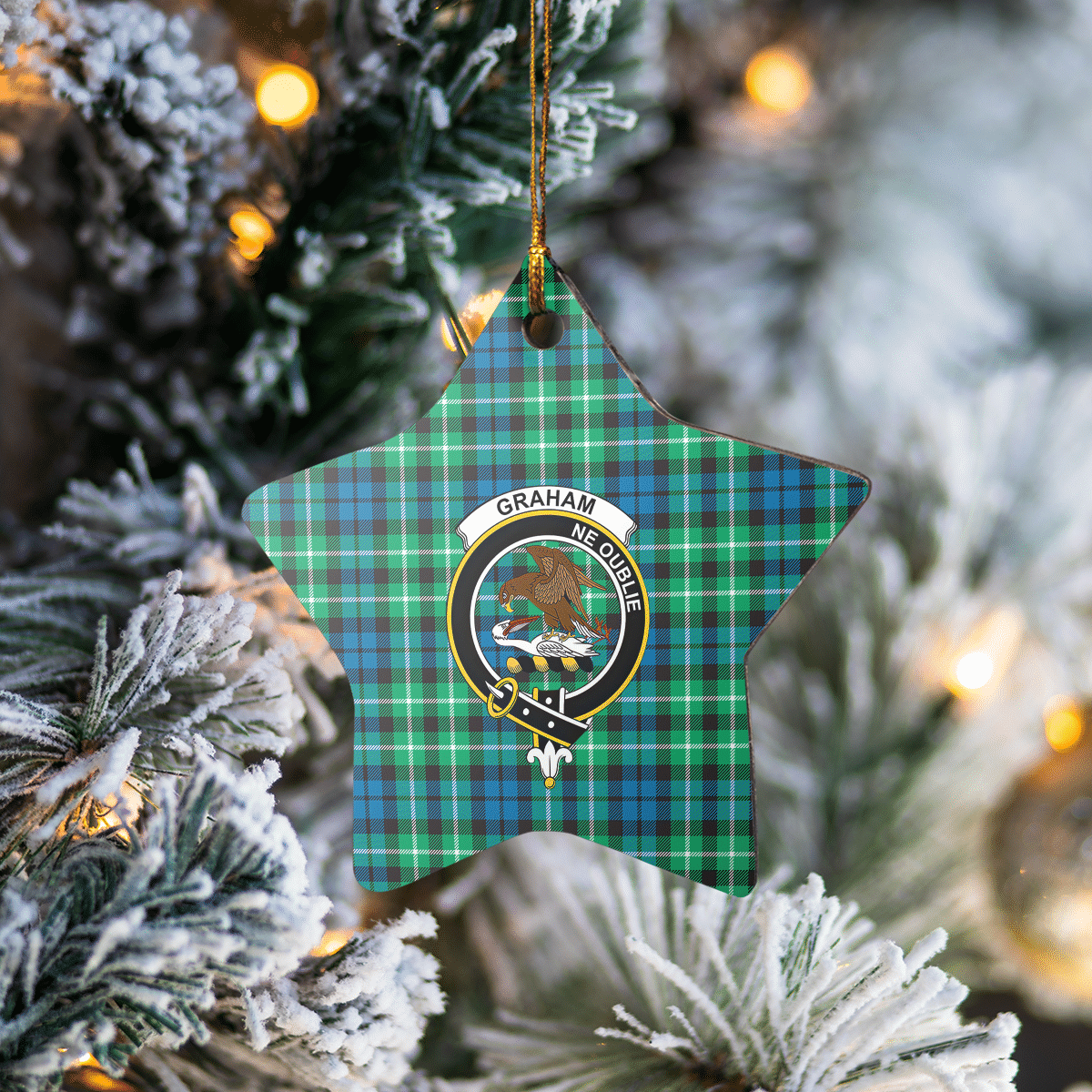 Clan Graham of Montrose Ancient Tartan Crest Star Ceramic Ornament MJ66 Graham of Montrose Ancient Tartan Tartan Christmas   