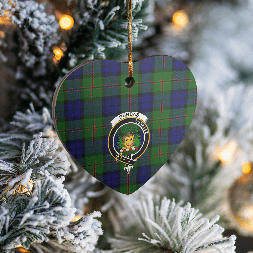 Clan Dundas Modern Tartan Crest Heart Ceramic Ornament TJ53 Dundas Modern Tartan Tartan Christmas   