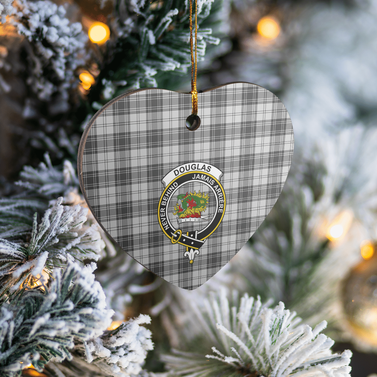 Clan Douglas Grey Modern Tartan Crest Heart Ceramic Ornament CK60 Douglas Grey Modern Tartan Tartan Christmas   
