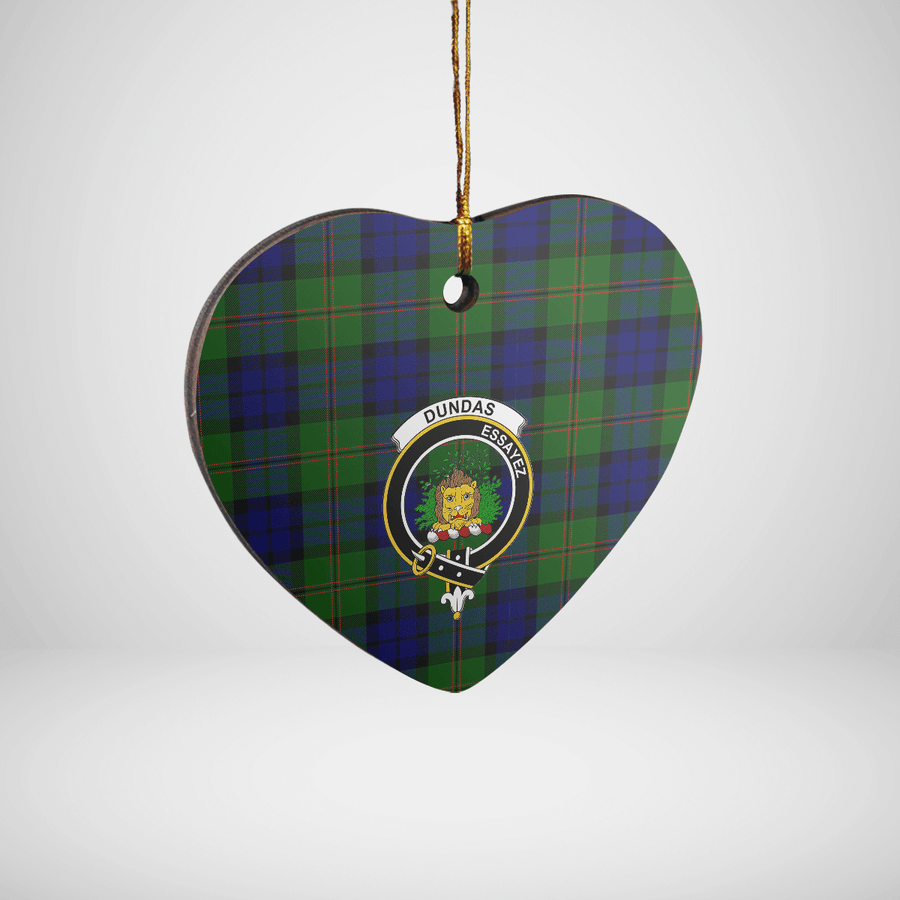 Clan Dundas Modern Tartan Crest Heart Ceramic Ornament TJ53 Dundas Modern Tartan Tartan Christmas   