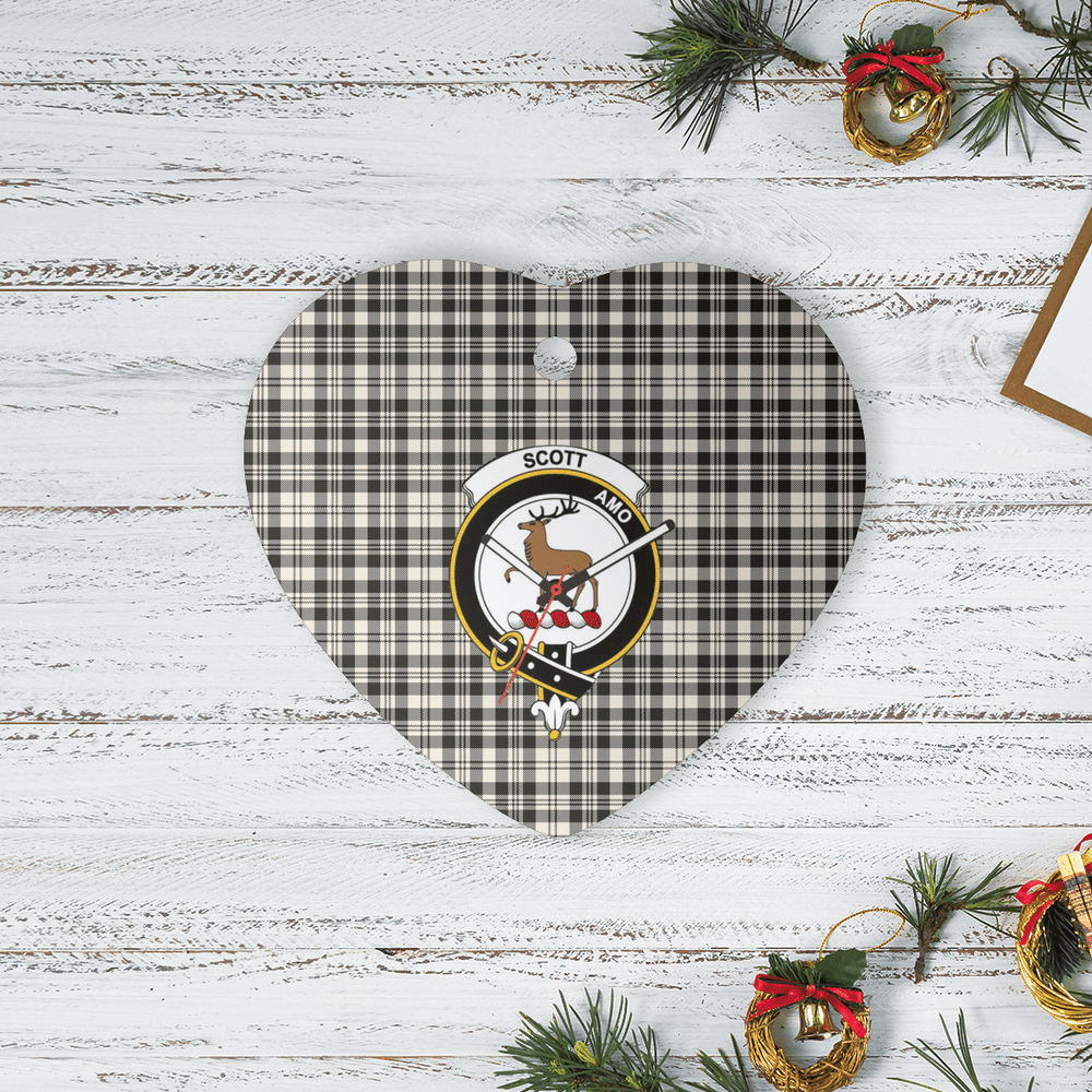 Clan Scott Black & White Ancient Tartan Crest Heart Ceramic Ornament RV29 Scott Black & White Ancient Tartan Tartan Christmas   