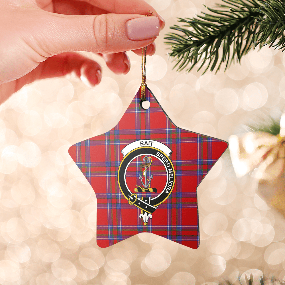 Clan Rait Inverness Tartan Crest Star Ceramic Ornament VF65 Rait Inverness Tartan Tartan Christmas   