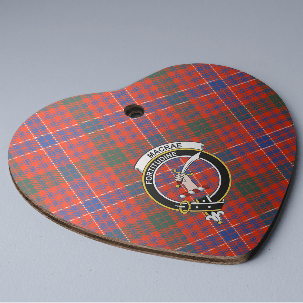 Clan MacRae Ancient Tartan Crest Heart Ceramic Ornament DJ77 MacRae Ancient Tartan Tartan Christmas   