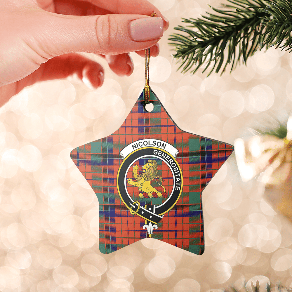 Clan Nicolson Ancient Tartan Crest Star Ceramic Ornament MO68 Nicolson Ancient Tartan Tartan Christmas   